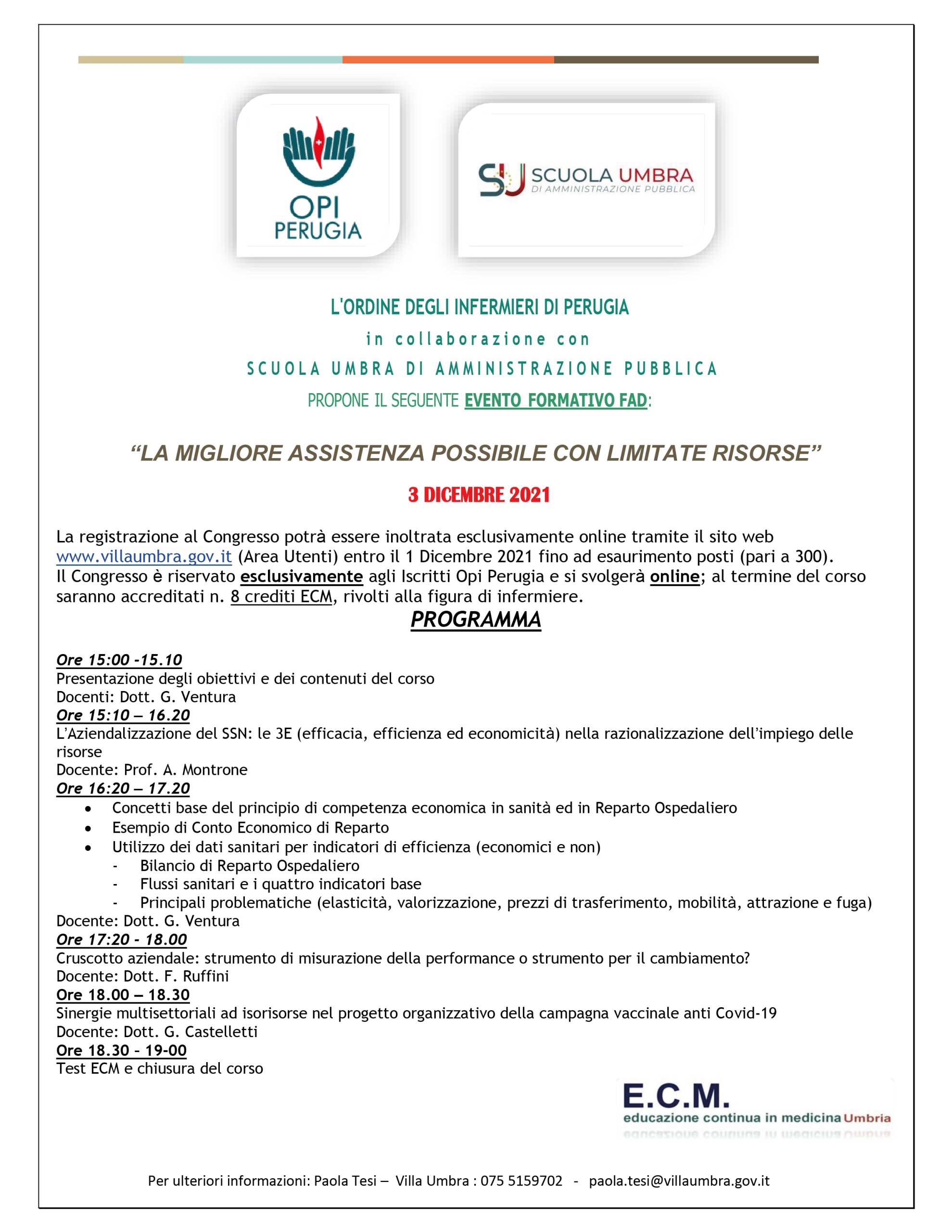 OPI Perugia - Evento La migliore assistenza possibile con limitate risorse