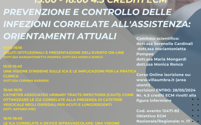 Corso FAD -PREVENZIONE E CONTROLLO DELLE INFEZIONI CORRELATE ALL’ASSISTENZA: ORIENTAMENTI ATTUALI- da 4.5 crediti ECM